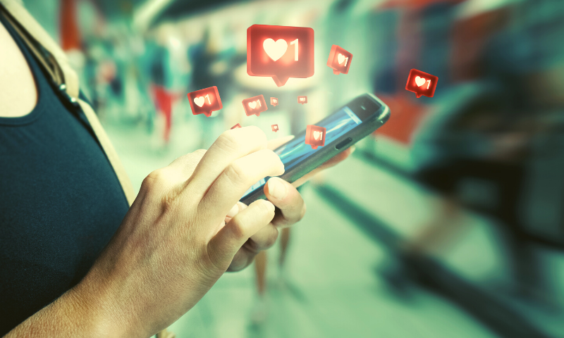 Reacción de likes en el celular